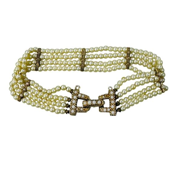 Vintage Small Faux Pearl 4 Strand Bracelet with Clasp - Picture 1 of 11